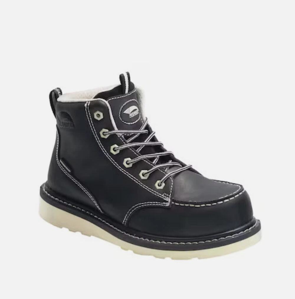 Avenger Womens 6" Moc Toe Work Boot Size 9.5 Black Comp Toe WP Wedge Sole NIB